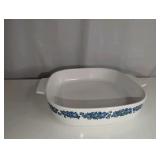 Vintage Corning Ware casserole dish in the "Evening Song" pattern, no lid
