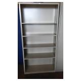 Metal 2-Door Cabinet and 5 Shelf Bookshelf.