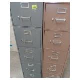 5 Drawer File Cabinet (2). Gray/Beige Unlocked