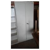 Metal 2-Door Cabinet and 5 Shelf Bookshelf.