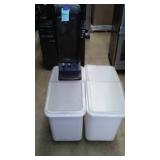 Cambro Storage Bins (2) and Dixie Utensil Dispenser.