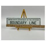 US Dept. of Interior National Park Service Boundary Line Sign