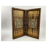 Mother of Pearl & Wood inlay Chess and Backgammon Board - No pieces