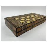 Mother of Pearl & Wood inlay Chess and Backgammon Board - No pieces