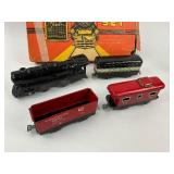 Marx Mechanical Train Set plus 9 Post Cereal Railroad Tin Signs