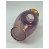 Pink/Purple Czech Bohemian Enamel Gold Gilded Glass Vase