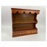 Vintage Wood Wall Shelf with Drawers