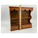 Vintage Wood Wall Shelf with Drawers