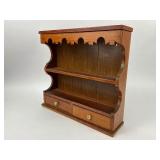 Vintage Wood Wall Shelf with Drawers