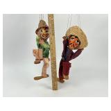 Two Vintage Mexican Folk Art Marionette Puppets