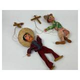 Two Vintage Mexican Folk Art Marionette Puppets