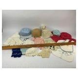 Vintage Clothing Baby/Toddler Knitted Bonnets, bibs, Mittens and Hats