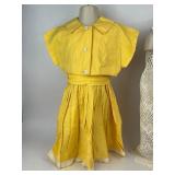 Vintage Clothing Girls Yellow Dress, Red Skirt, and Crocheted Tank Top Garment