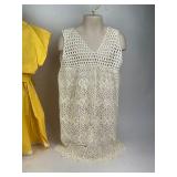 Vintage Clothing Girls Yellow Dress, Red Skirt, and Crocheted Tank Top Garment
