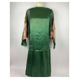 Vintage Clothing Green Silk Satin Dress Gown