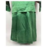 Vintage Clothing Green Silk Satin Dress Gown
