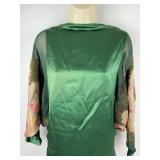 Vintage Clothing Green Silk Satin Dress Gown