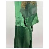 Vintage Clothing Green Silk Satin Dress Gown