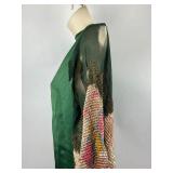 Vintage Clothing Green Silk Satin Dress Gown