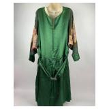 Vintage Clothing Green Silk Satin Dress Gown