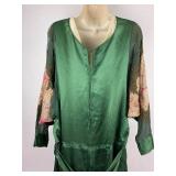 Vintage Clothing Green Silk Satin Dress Gown