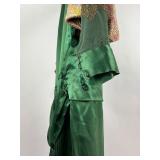 Vintage Clothing Green Silk Satin Dress Gown
