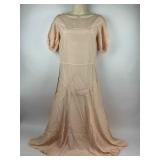 Vintage Clothing Silk Dress Gown with Puffed Sleeves
