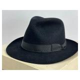 Vintage Colombo Black Fedora Hat with Box