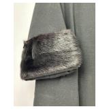 Vintage Clothing Black Wool Coat with Fur Collar and Cuffs