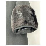 Vintage Clothing Black Wool Coat with Fur Collar and Cuffs