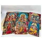 Six Vintage Hindu God & Goddess Religious Prints
