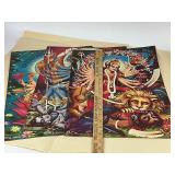 Six Vintage Hindu God & Goddess Religious Prints