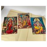 Six Vintage Hindu God & Goddess Religious Prints