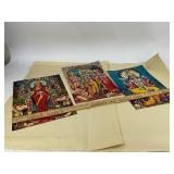 Six Vintage Hindu God & Goddess Religious Prints