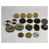Pre-War German Military Buttons, Badges, and Commemorative Tinnies, Plus 4 US Eagle Buttons