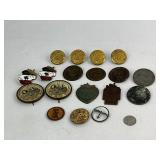 Pre-War German Military Buttons, Badges, and Commemorative Tinnies, Plus 4 US Eagle Buttons