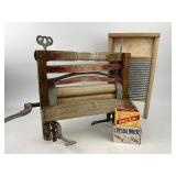 Antique Anchor Brand Clothes Wringer with Washboard and Soap