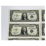 Fourteen Silver Certificate Dollar Bill Currency Money