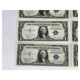 Fourteen Silver Certificate Dollar Bill Currency Money