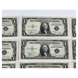 Fourteen Silver Certificate Dollar Bill Currency Money