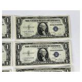 Fourteen Silver Certificate Dollar Bill Currency Money