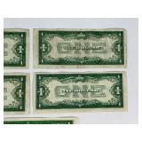 Five Funnyback Silver Certificate Dollar Bill Currency Money - Four 1928 & One 1934