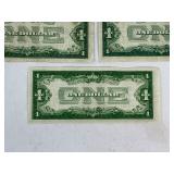 Five Funnyback Silver Certificate Dollar Bill Currency Money - Four 1928 & One 1934
