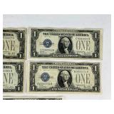Five Funnyback Silver Certificate Dollar Bill Currency Money - Four 1928 & One 1934