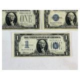 Five Funnyback Silver Certificate Dollar Bill Currency Money - Four 1928 & One 1934