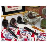 Vintage Tobacco Lot - Tins, Pipes, Pouches, Ashtray