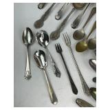 Vintage Wood Spoon Rack with Spoons and other Silverware