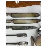 Vintage Wood Spoon Rack with Spoons and other Silverware