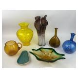 Vintage Glass Lot - Vase, Bowl, Pitcher, Blown Glass