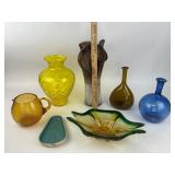 Vintage Glass Lot - Vase, Bowl, Pitcher, Blown Glass